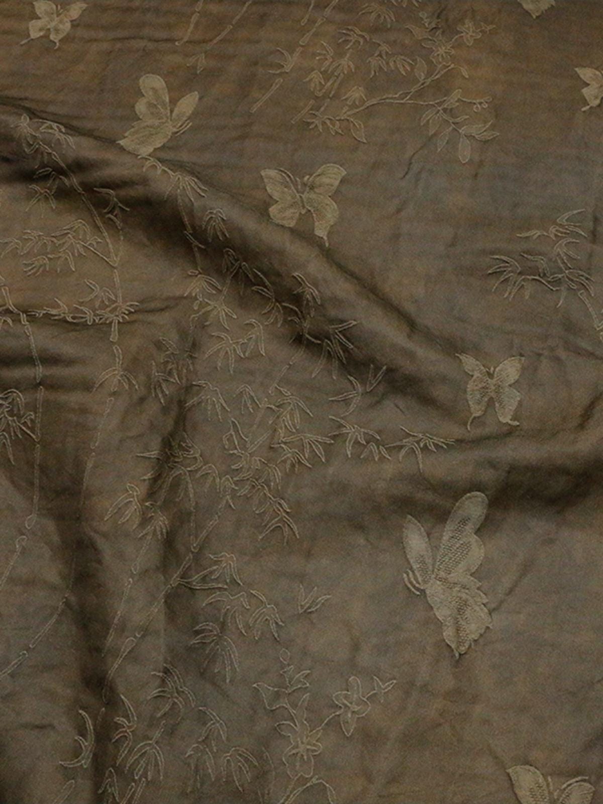 WJIUNI - 35 Momme Vintage Style Butterfly Jacquard Silk-Wool Blend Fabric  - 138cm wide by the Yard