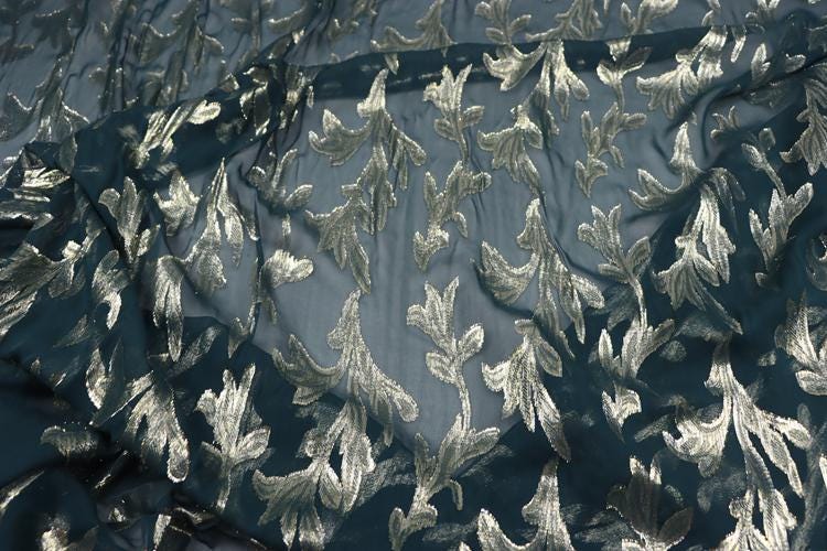 JFHSUY - 10 Momme Golden Thread Weave Silk Georgette Fabric - 140cm wide by the Yard
