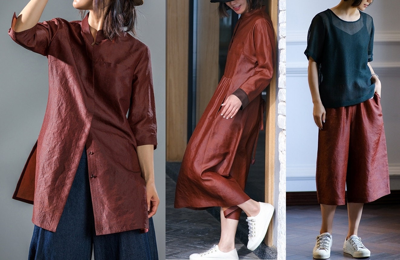 GUILEIWEN - 22 Momme Handmade Plant Dye HongYunSha Silk Fabric, 110cm by the Yard