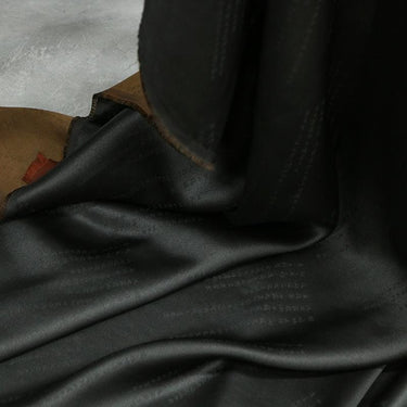 SIJING - 22 Momme Handmade Black Brown Sangbo Satin Gambiered Ganton Silk Fabric - 110cm by the Yard