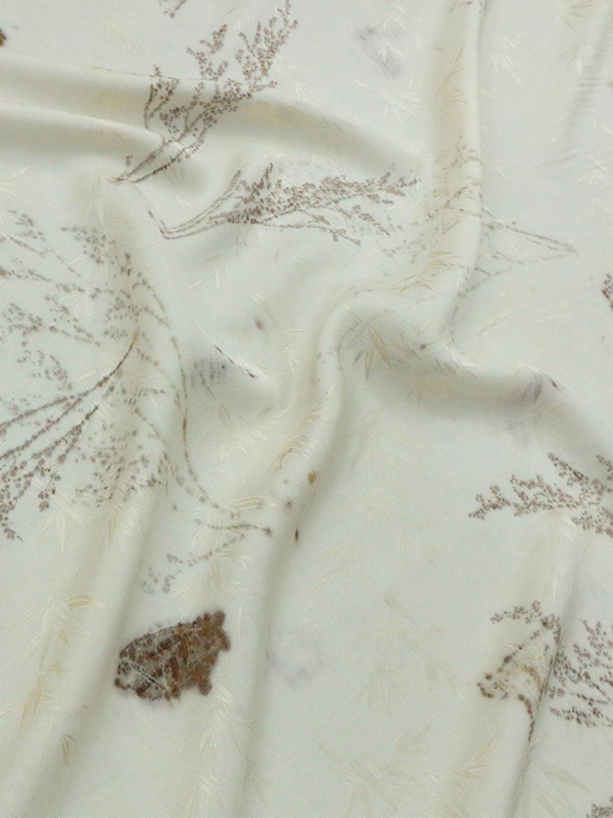 TURXCU - 19 Momme Handmade Jacquard Plant Dye Branch Pattern Jacquard Perforated Silk Fabric Silk Rayon Blend - 128cm wide by the Yard