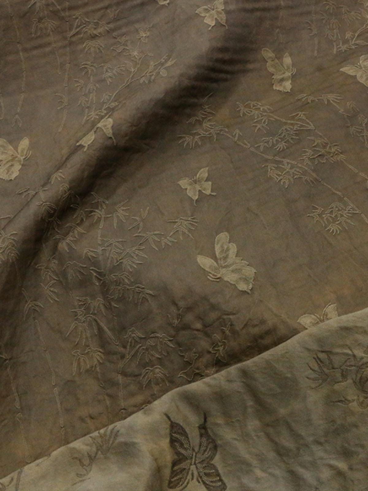 WJIUNI - 35 Momme Vintage Style Butterfly Jacquard Silk-Wool Blend Fabric  - 138cm wide by the Yard