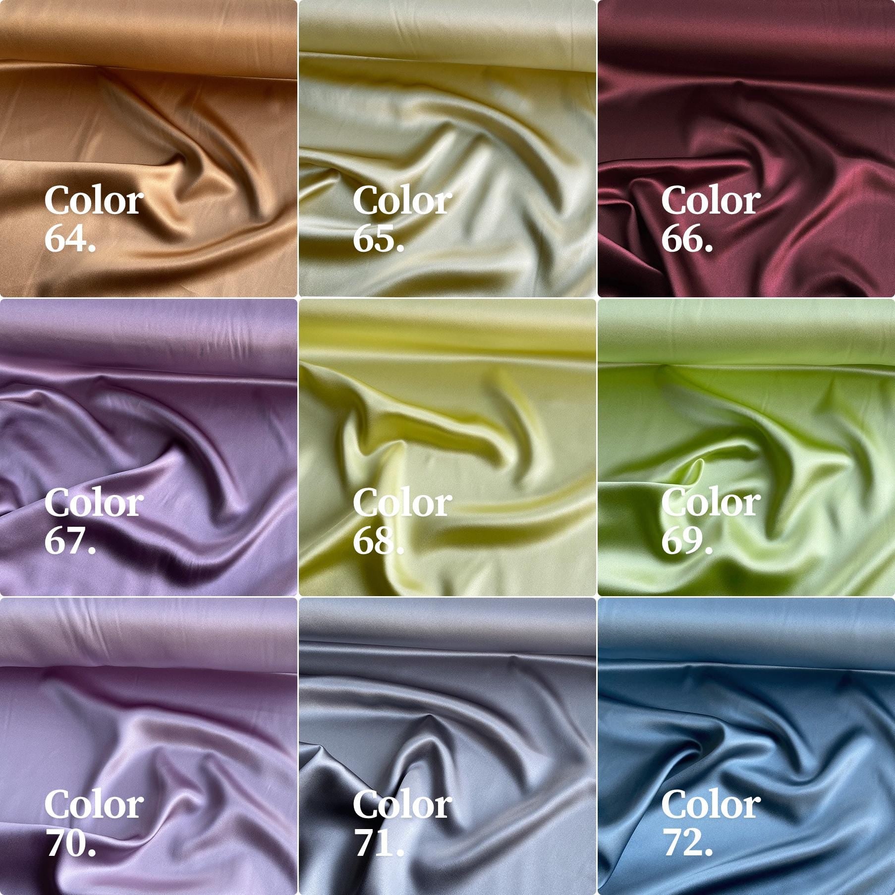 30 Momme Silk Charmeuse Fabric, 114cm Wide, 80 Colors (#41-80), Luxury Mulberry Silk
