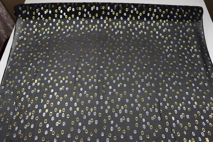 JFHJYD - 11 Momme Golden Thread Weave Silk Georgette Fabric - 112cm wide by the Yard