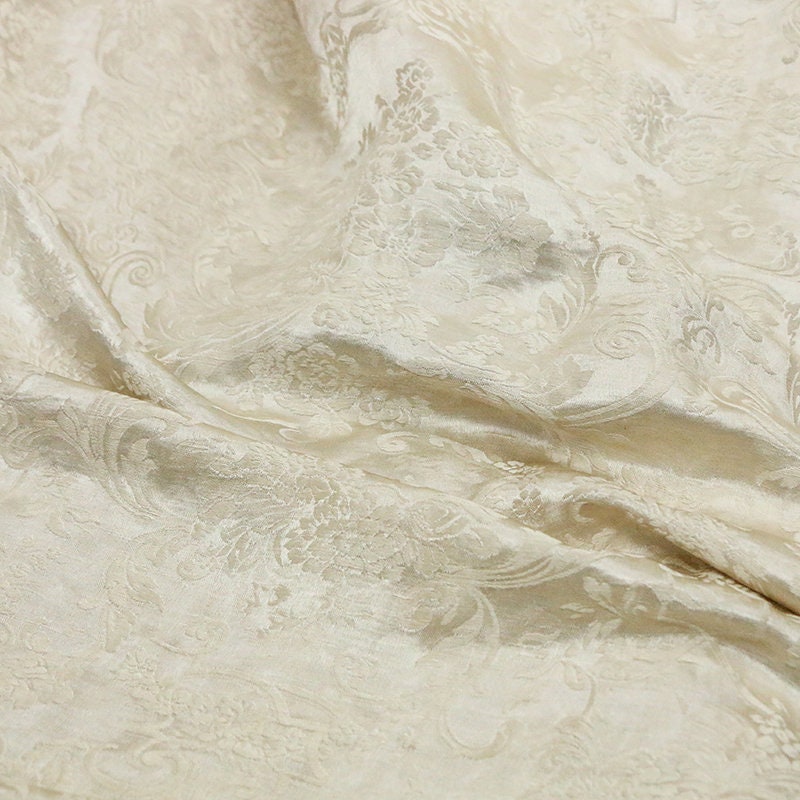MOSALE - Handmade Silk and Linen for Designers Classical Jacquard Satin Mulberry Silk Fabric - 148cm wide by the Yard