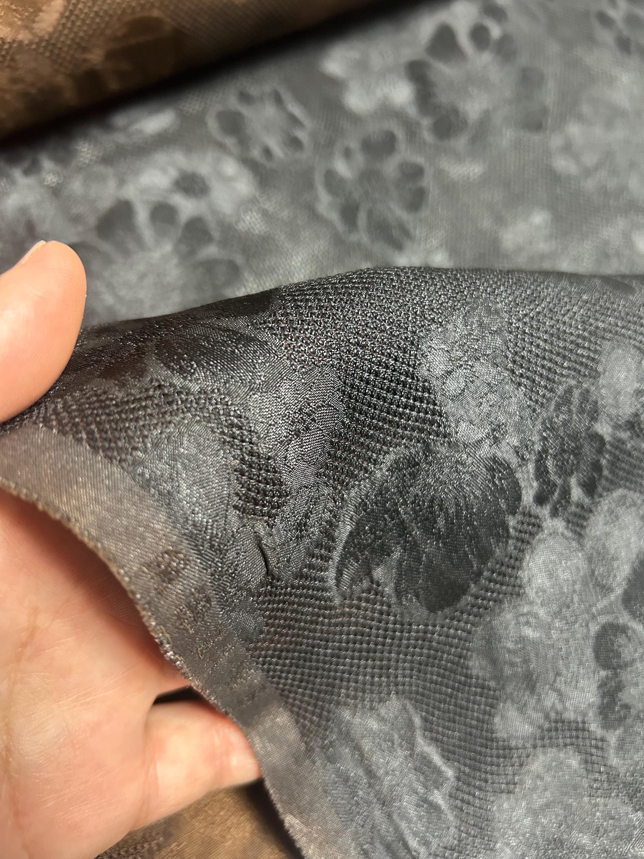 LJJLENO - 36 Momme Heritage Handmade Jacquard Black & Brown HUALUO Mud Silk Fabric - 90cm wide by the Yard