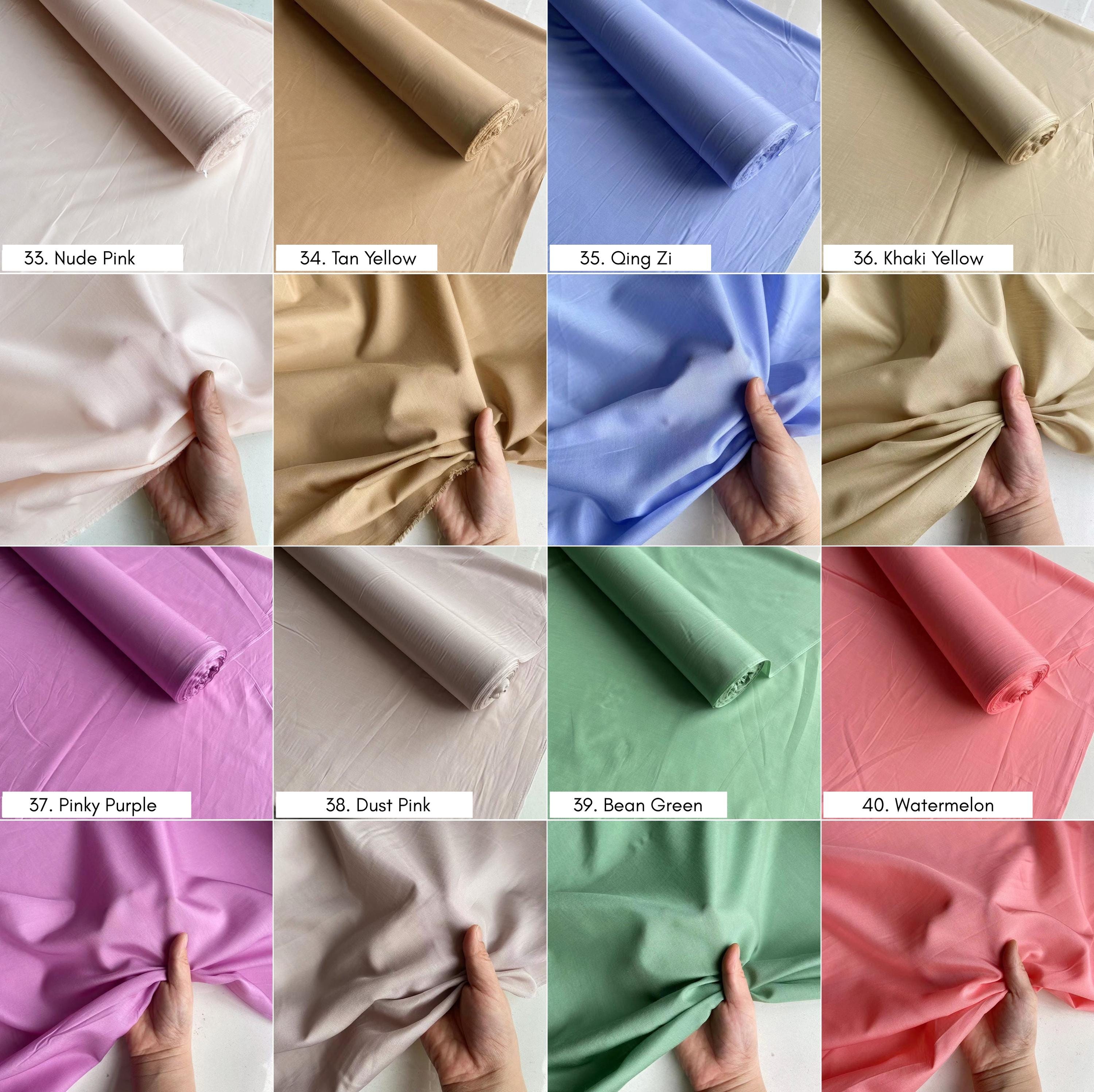Silk Cotton fabric, 12 momme 140cm wide by the Yard, 60 solid colors