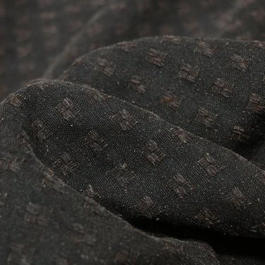 Special Checks - 50 Momme Handmade Coffee Brown Jacquard Tussah Mud Silk Fabric - 97cm wide by the Yard