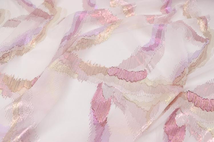 JFHCSL  - 10 Momme Golden Thread Weave Silk Georgette Fabric - 140cm wide by the Yard