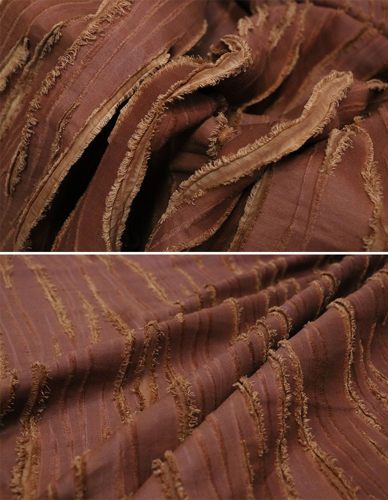 HONGLIANG - Handmade Plant Dye HongYunSha Special Cut Flower Silk Linen Fabric - By the Yard