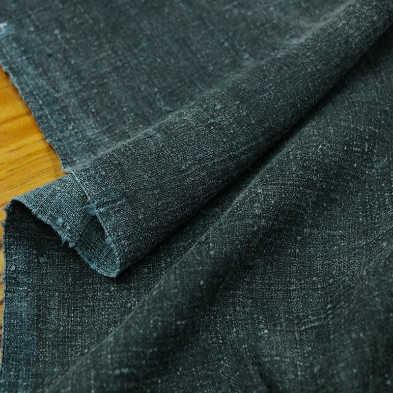 GEDACA - Handmade Gray Blue Gambiered Ganton Gauze Silk Fabric By the Yard