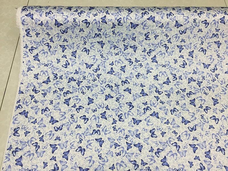 QICIDI - 19 Momme Celadon Butterfly Print Stretch Charmeuse Silk Satin Fabric - 135cm wide by the Yard