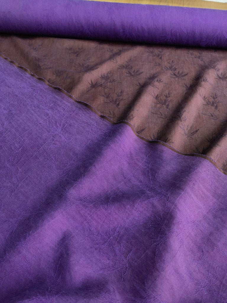 PURPLE - 40 Momme Handmade Bamboo Jacquard Gambiered Ganton Silk Fabric - 114cm Wide by the Yard