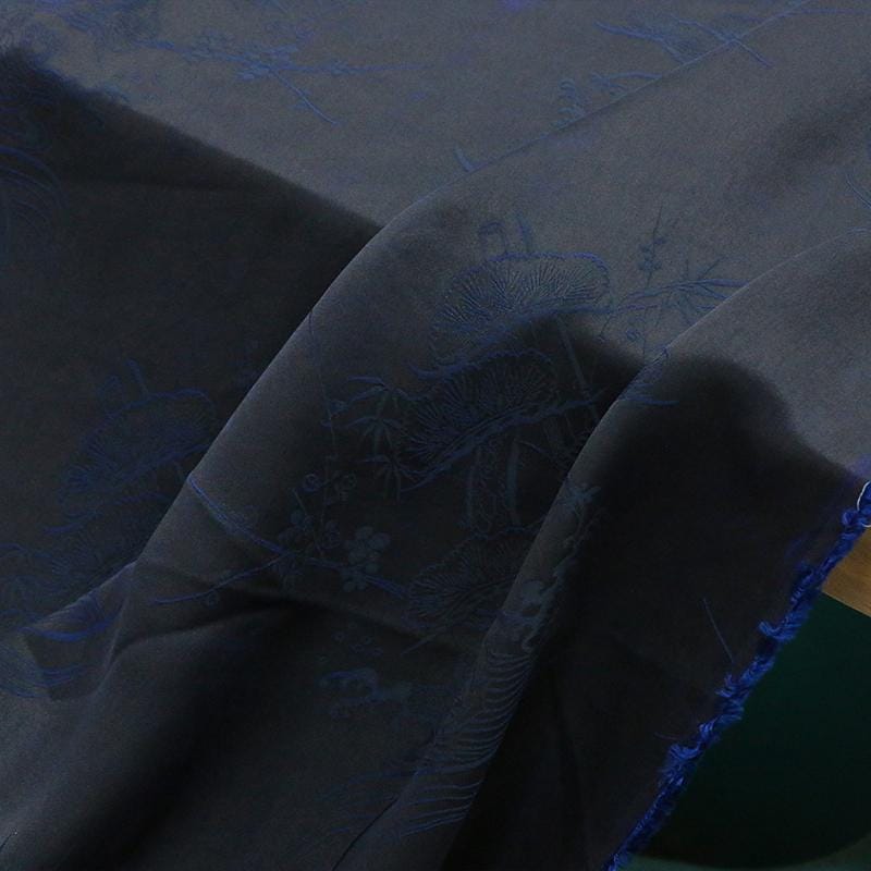 ZODWUL - 28 Momme Handmade Jacquard Mud Silk Satin Fabric - 130cm by the Yard