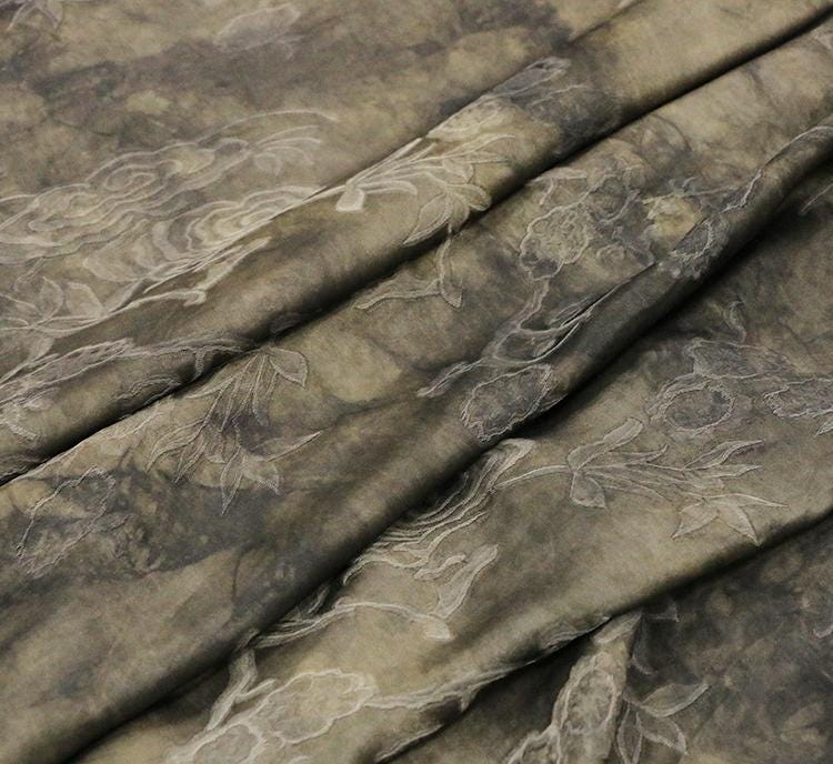 NIRYUS - 25 Momme Eco Friendly Plant Dye Jacquard Silk Blend Rayon Fabric  - 138cm wide by the Yard