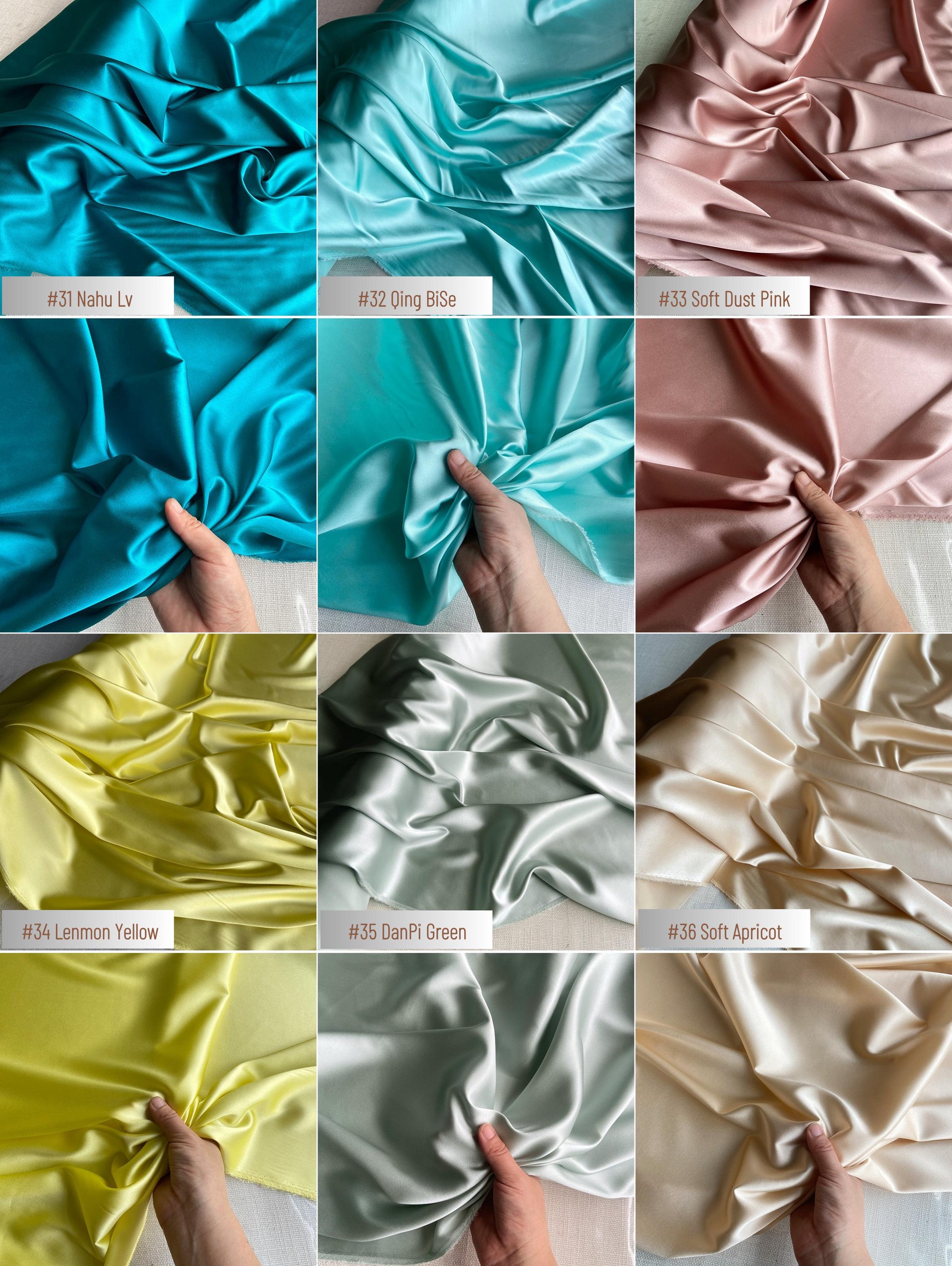 Stretch 90% Silk Charmeuse, 19 Momme solid 80 colors, 140cm wide by the yard