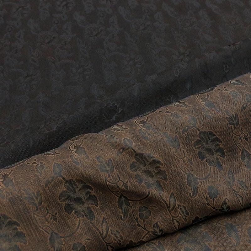 LZHLCY - Handmade 22 Momme HUALUO Natural-colored Flowers Jacquard Mud Silk Fabric (Openwork texture) - 130cm by the Yard