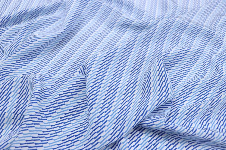 JFHLTW - 14 momme Blue Stripe Style Silk Crepe de Chine Fabric - 140cm wide by the Yard