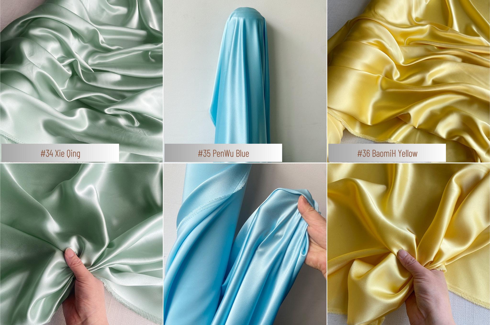 100% Silk Charmeuse, 22 Momme solid 50 colors, 140cm wide by the yard