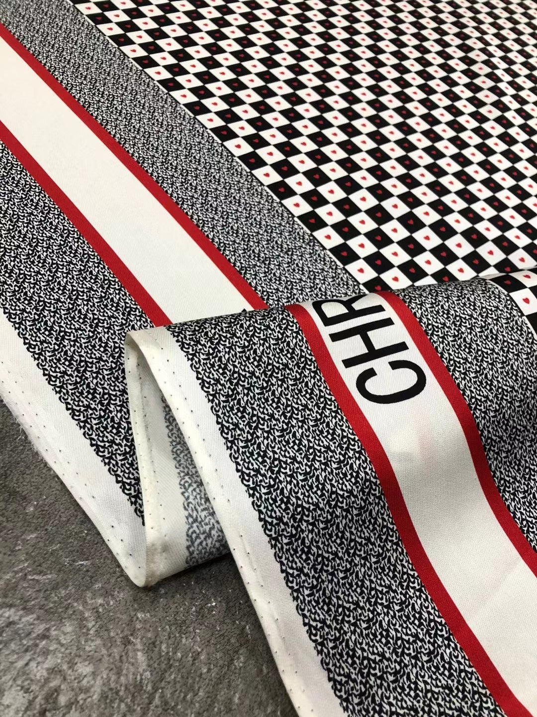 BUBAXG - 21 Momme Grid Love Digital Print Stretch Silk Satin Fabric - 140cm wide by the Yard