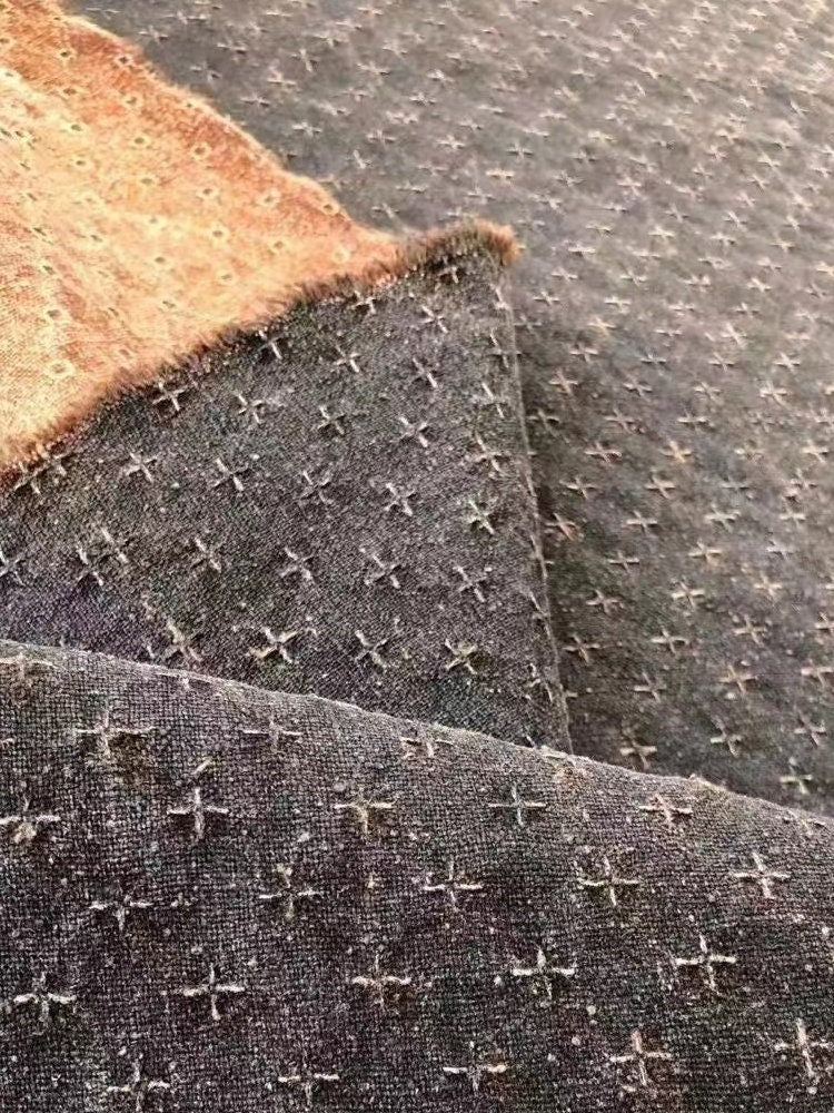 XIAOXINX - 100 Momme Jacquard Mud Silk Gambiered Ganton Tussah Silk Fabric - 110cm wide by the Yard