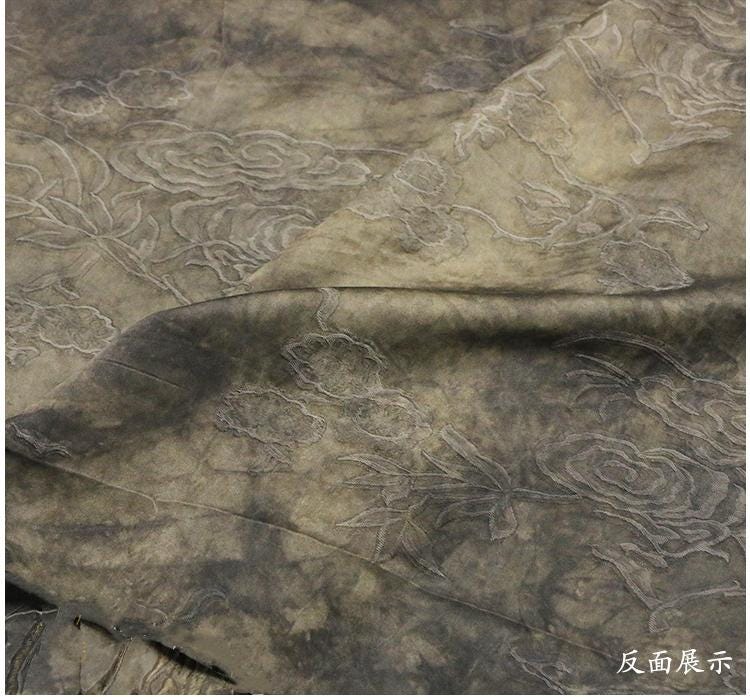 NIRYUS - 25 Momme Eco Friendly Plant Dye Jacquard Silk Blend Rayon Fabric  - 138cm wide by the Yard