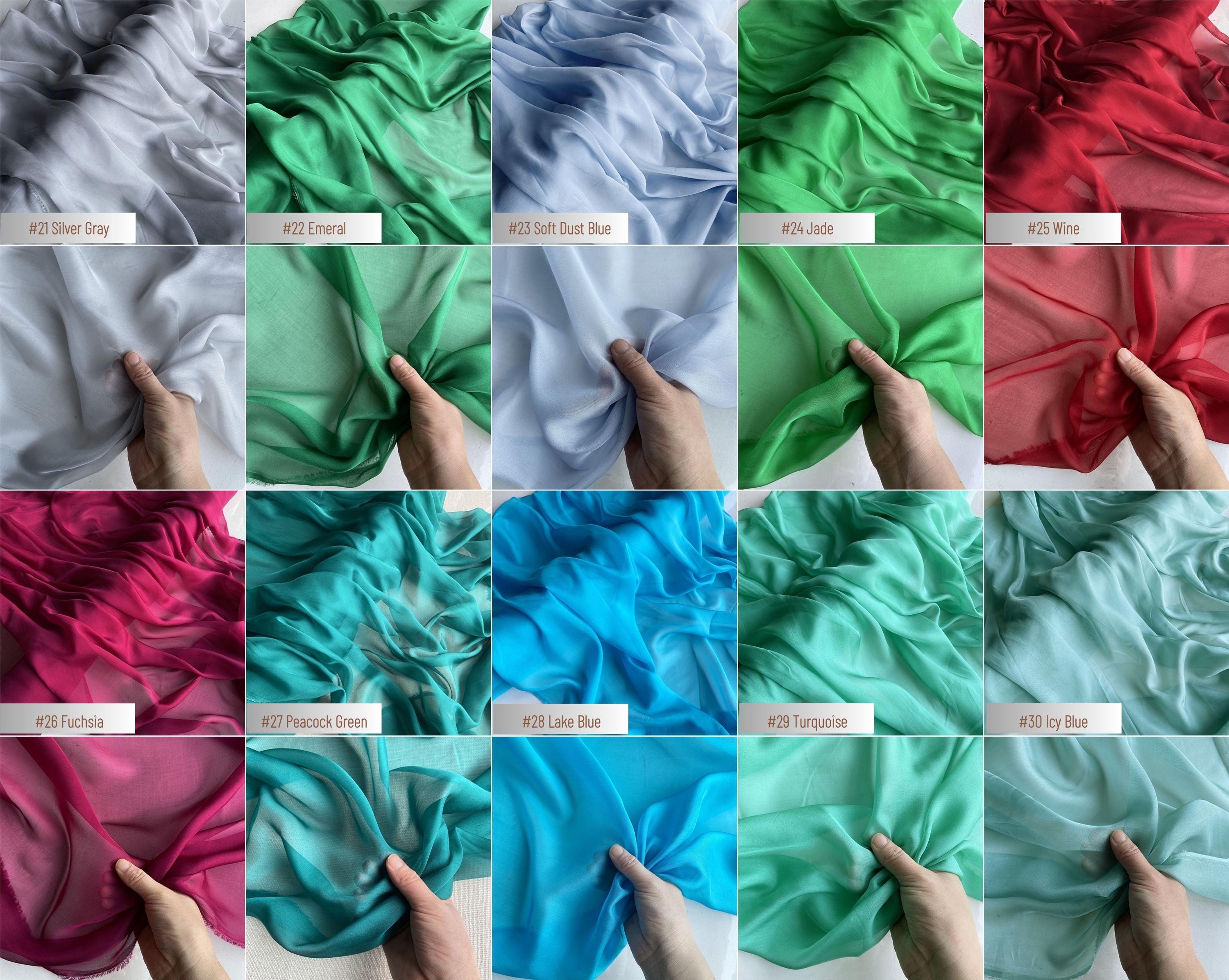 100% Silk Chiffon Fabric, 6 Momme 140cm wide by the Yard, 60 colors regular supply