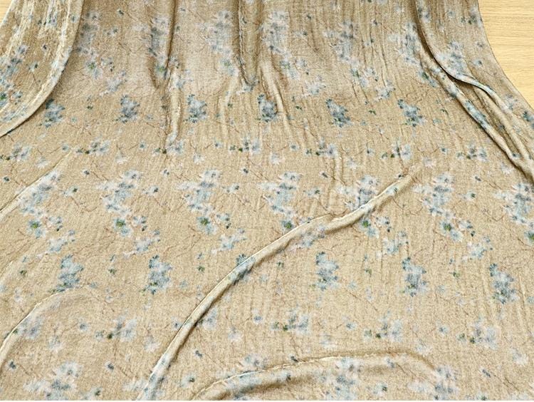 ZSRLHL - 55 Momme  Pear Blossom Pattern with Three Background Colors Printed Mulberry Silk Velvet Fabric -  140cm wide by the Yard