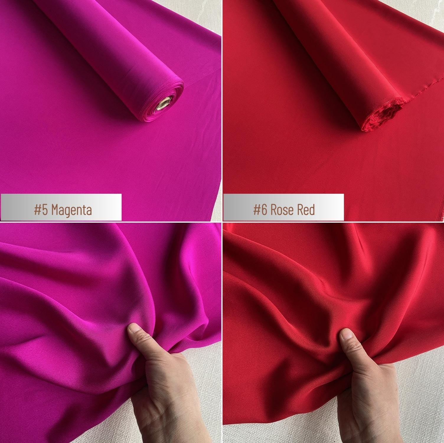 Heavy 40 Momme Silk Crepe de Chine Fabric – 114cm Wide, 24 Colors, Luxury Drape