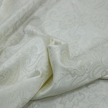 ZHIJIN - Handmade Cashew flower Pattern Jacquard Natural Mulberry Silk Wool Plant Dyed Silk Wool Satin Fabric - 138cm by the Yard
