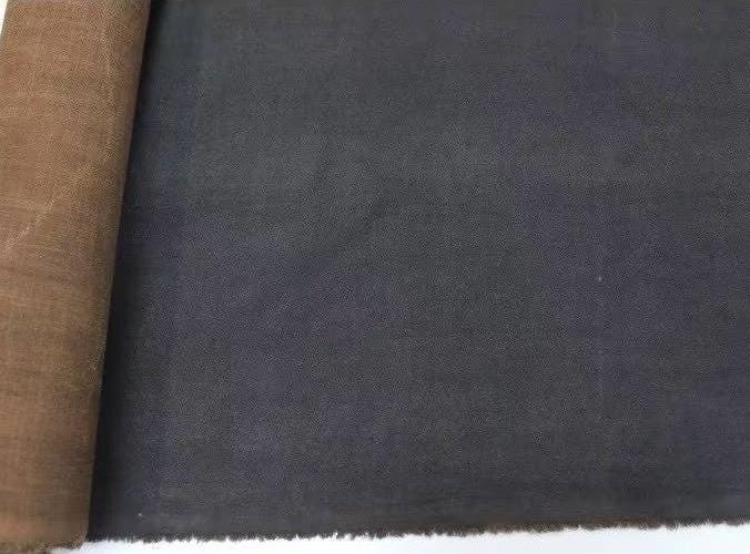 OSYMXTQ - 40 Momme ZEN Style Black and Brown Plant Dyed Handmade Mud Linen - 140cm wide by the Yard