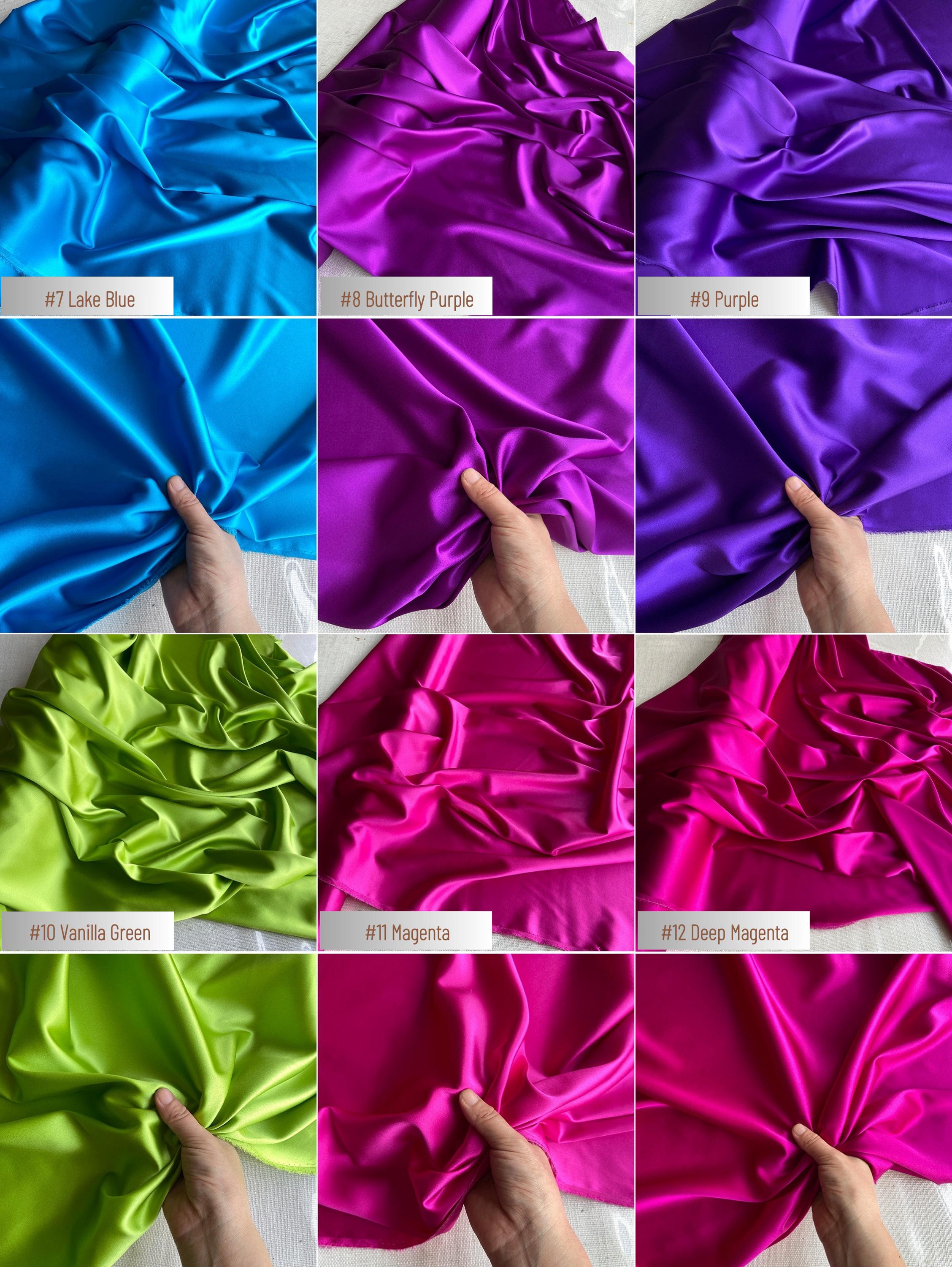 Stretch 90% Silk Charmeuse, 19 Momme solid 80 colors, 140cm wide by the yard