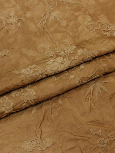 BABTUN - 33 Momme Vintage Plant Jacquard Silk-Wool Blend Fabric  - 135cm wide by the Yard