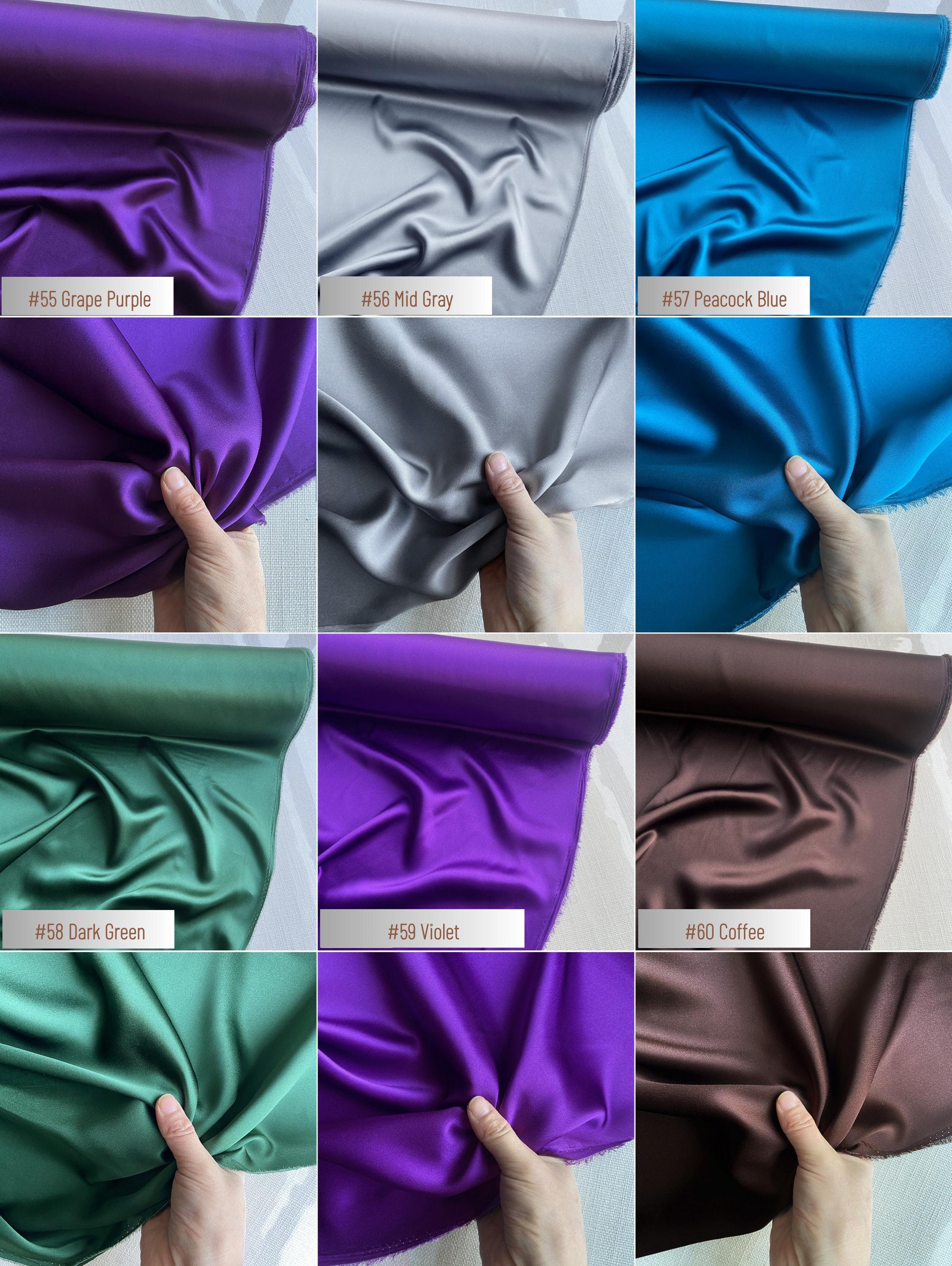 100% Silk Charmeuse, 19 Momme solid 60 colors, 114cm wide by the yard