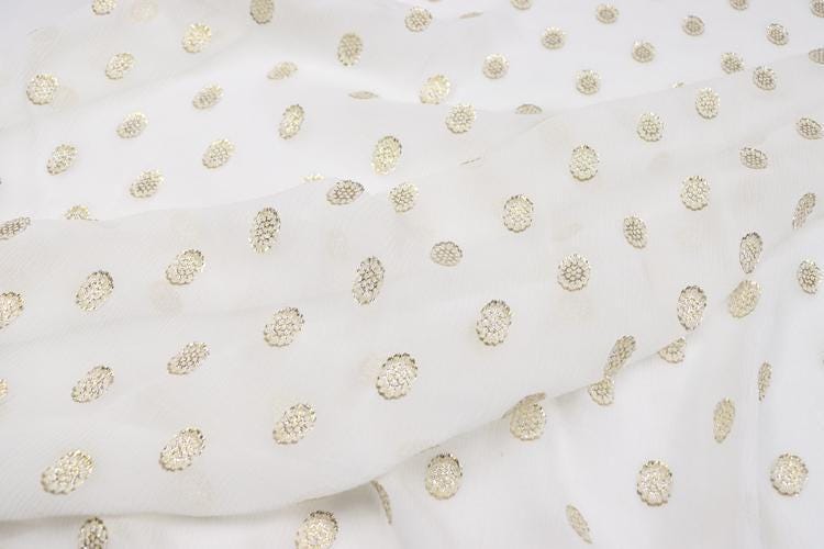 JFHBDX - 13 Momme Golden Thread Weave Silk Georgette Fabric - 114cm wide by the Yard