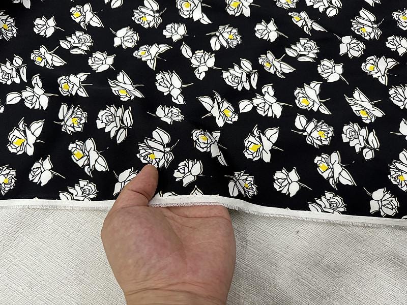 SQHDIH - 20 Momme Floral Print Double Joe Satin Silk Fabric - 135cm wide by the Yard