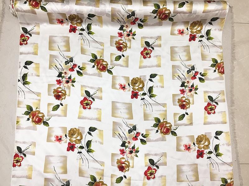 SZDGEZ- 16 Momme Watercolor Abstract Print Stretch  Charmeuse Silk Satin Fabric - 114cm wide by the Yard