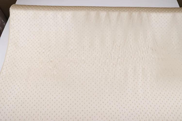 a close-up view of a fabric with a polka dot pattern.
