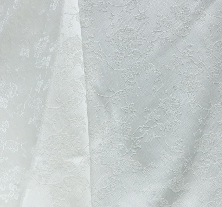 SIMOBS - 43 Momme Flowers Jacquard Mulberry Silk Wool Cotton Blend Silk Fabric - 135cm wide by the Yard