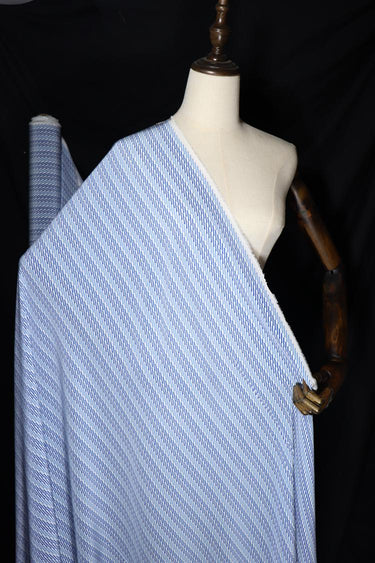 JFHLTW - 14 momme Blue Stripe Style Silk Crepe de Chine Fabric - 140cm wide by the Yard