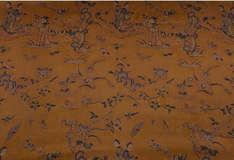 GF - 34 Momme Full Of Spring Print Double-Sided Satin Mud Silk Fabric - 105cm wide by the Yard