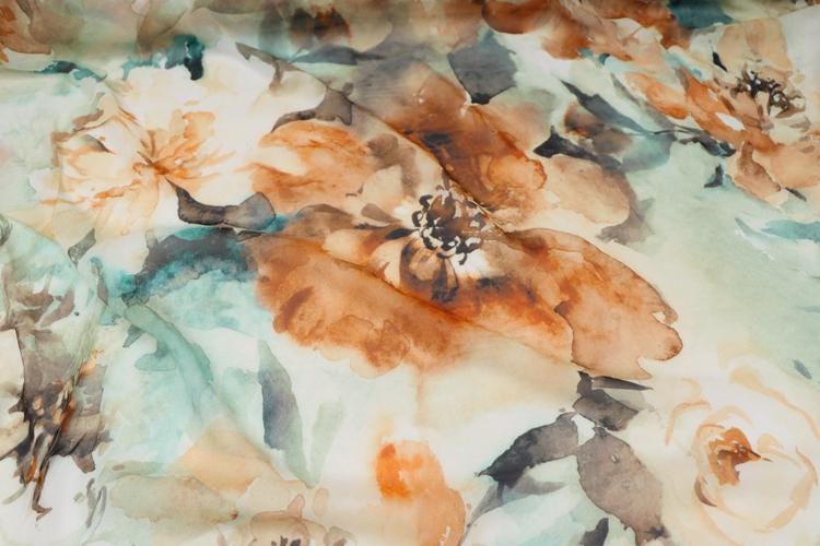 JFHGDF - 9 Momme Floral Print Silk Georgette Fabric - 140cm wide by the Yard