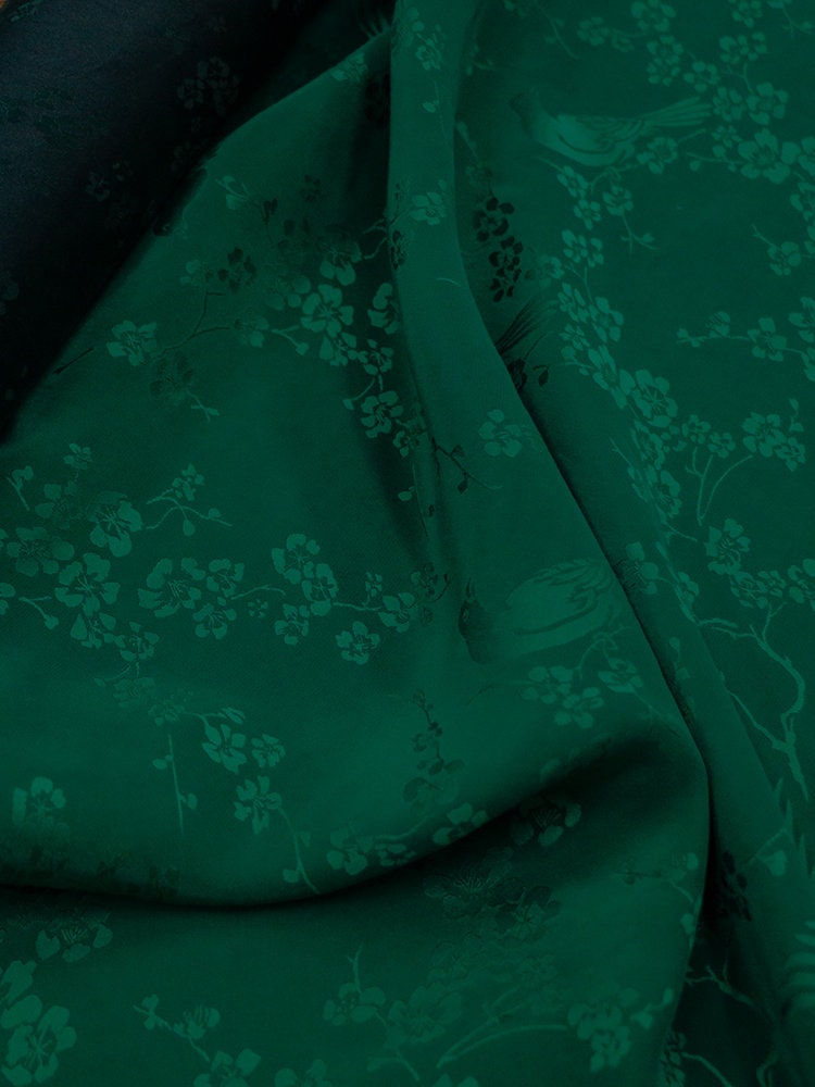 RUINI - Jacquard Handmade Plant Dye Mud Silk Fabric Silk Viscose Blend - 133cm wide by the Yard