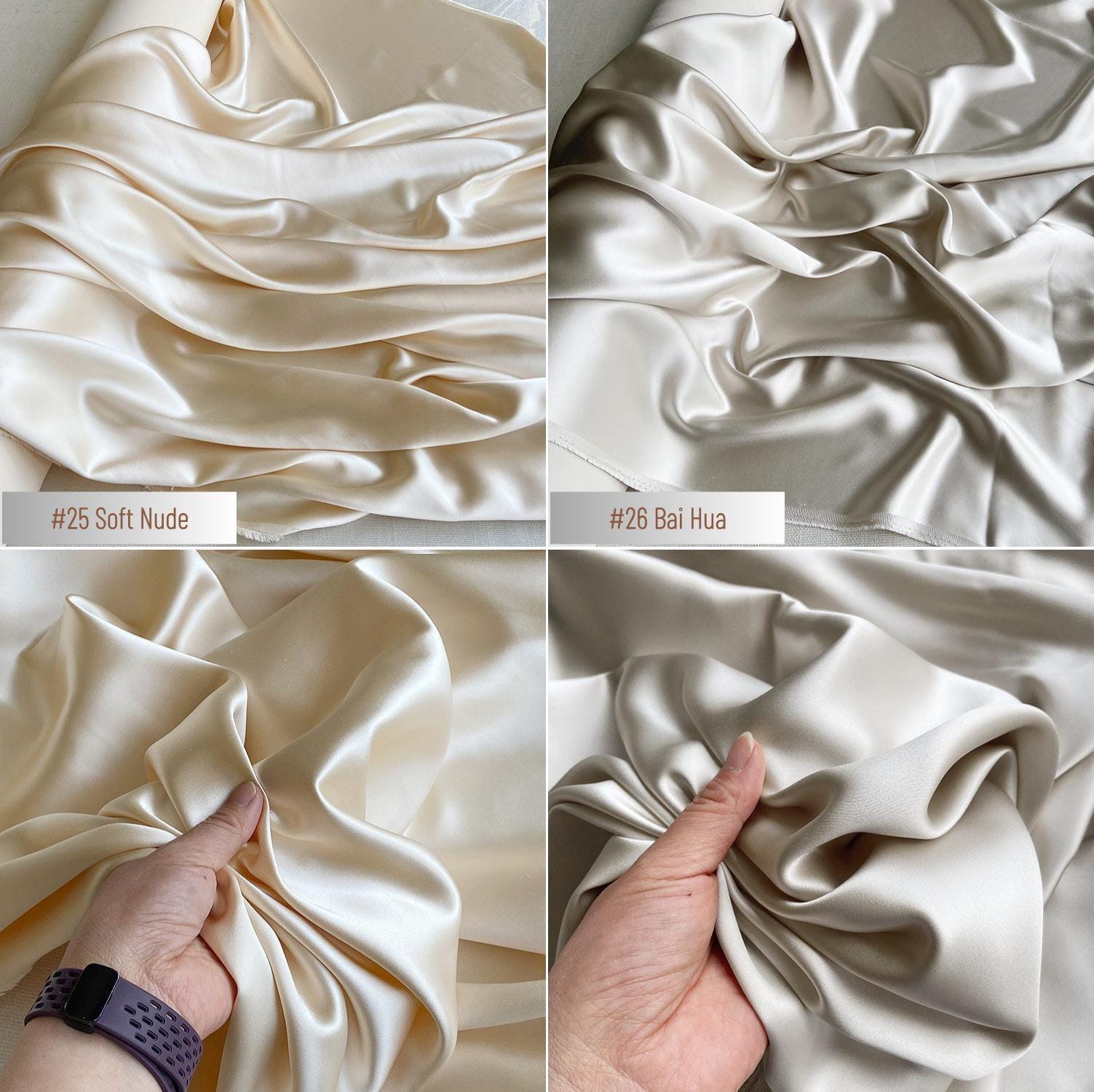 40 Momme Silk Charmeuse Fabric, 140cm Wide, 30 Colors, Luxury Mulberry Silk