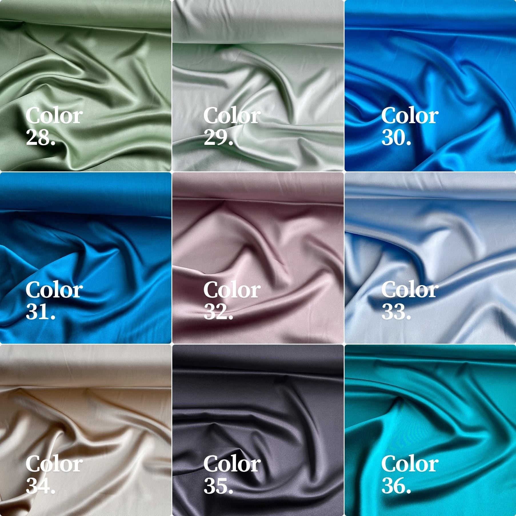 30 Momme Silk Charmeuse Fabric, 114cm Wide, 80 Colors (#41-80), Luxury Mulberry Silk