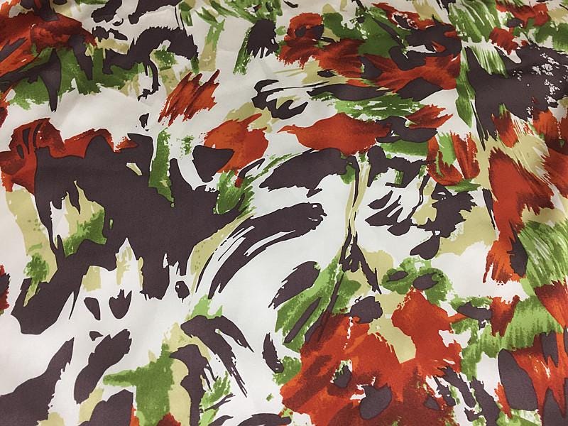 SZDCHX- 16 Momme Watercolor Abstract Print Stretch  Charmeuse Silk Satin Fabric - 112cm wide by the Yard