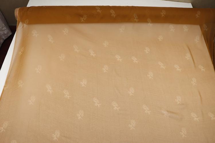 JFHXHH - 8 Momme Yellow Floral Print Silk Georgette Fabric - 140cm wide by the Yard