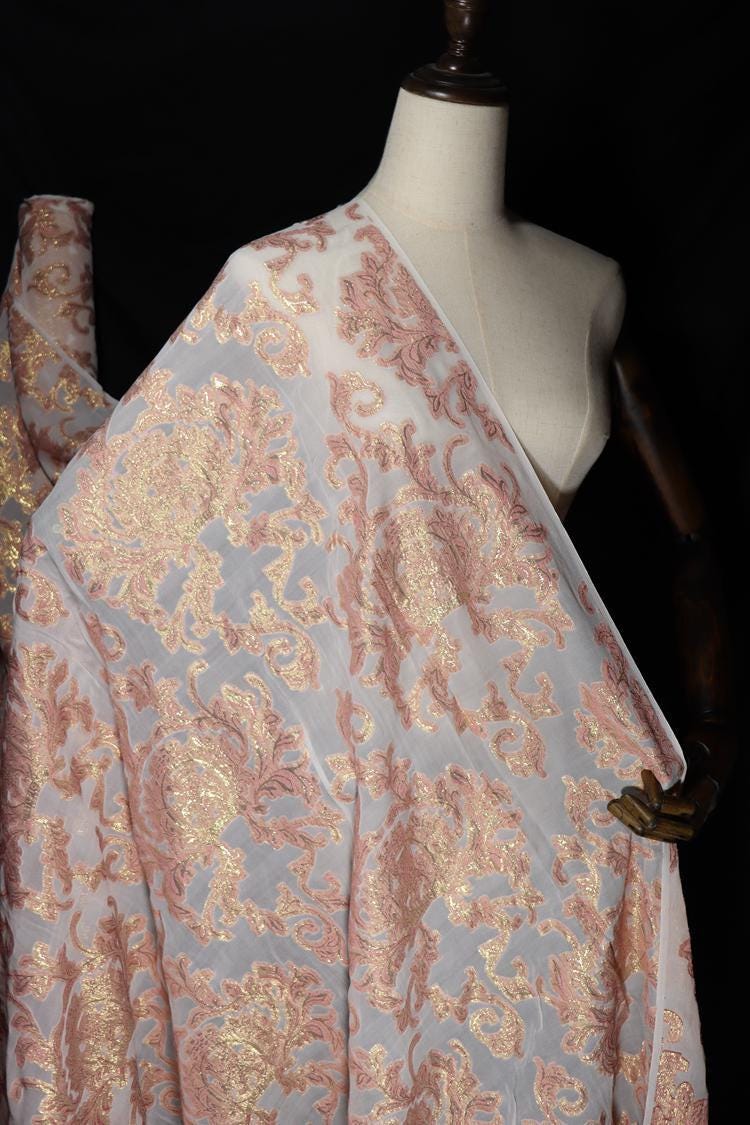 JFHFSZ - 22 Momme Golden Thread Weave Silk Georgette Fabric - 140cm wide by the Yard