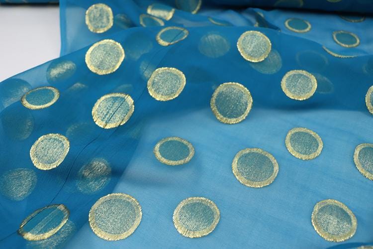 JFHLQQ  - 9 Momme Golden Thread Weave Silk Georgette Fabric - 115cm wide by the Yard