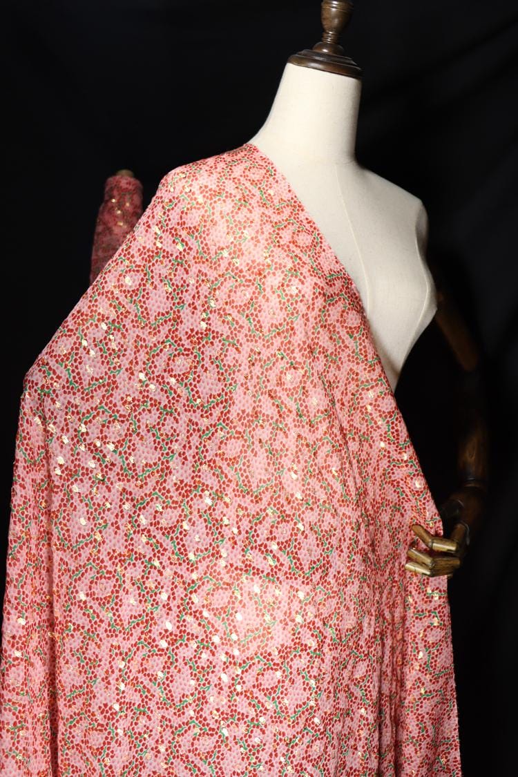JFHHSQ - 10 Momme Golden Thread Weave Silk Georgette Fabric - 140cm wide by the Yard